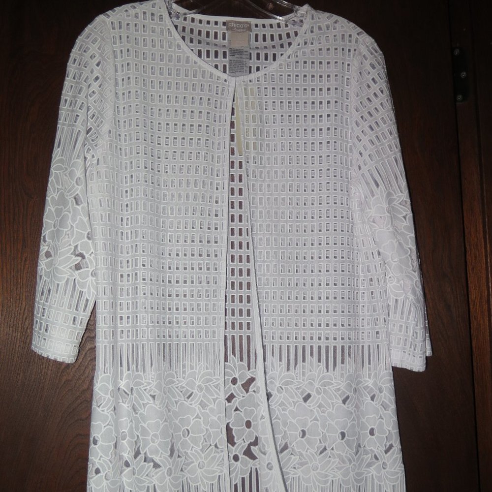 NWT Chico Travelers white eyelet cardigan/jacket delicate